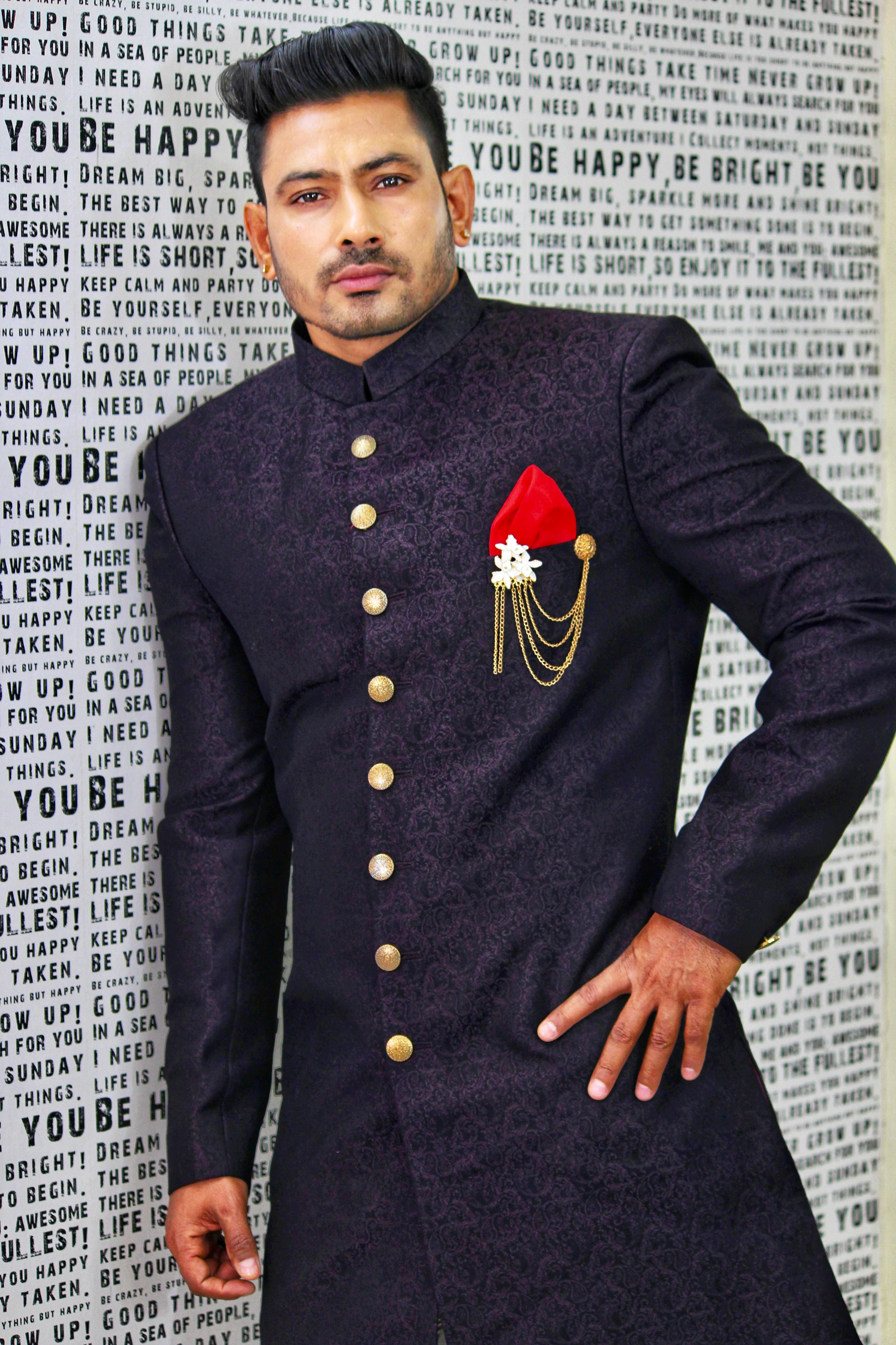 Buy online Plus Size Cream Jacquard Sherwani Set from Clothing for Men by  Hangup for ₹2999 at 77% off | 2024 Limeroad.com